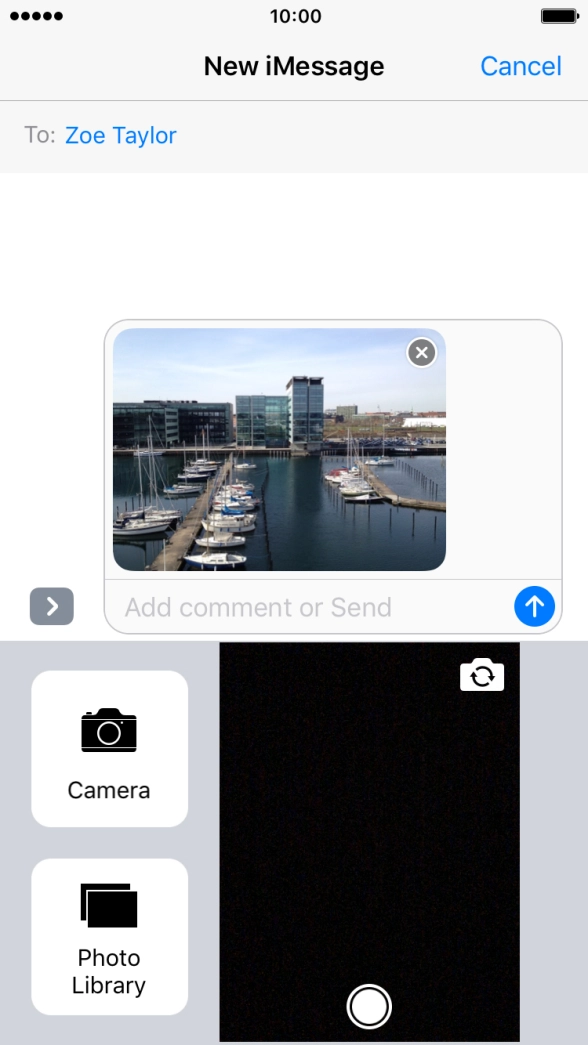 Press the send icon when you've finished your iMessage. Press the send icon when you've finished your iMessage.