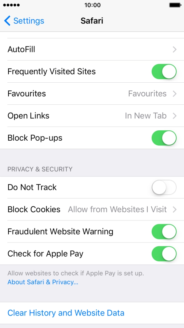 Press Clear History and Website Data. Press Clear History and Website Data.