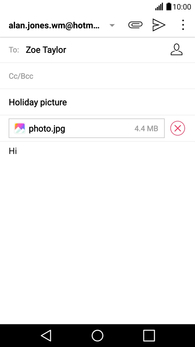 Press the send icon when you've finished your email.
