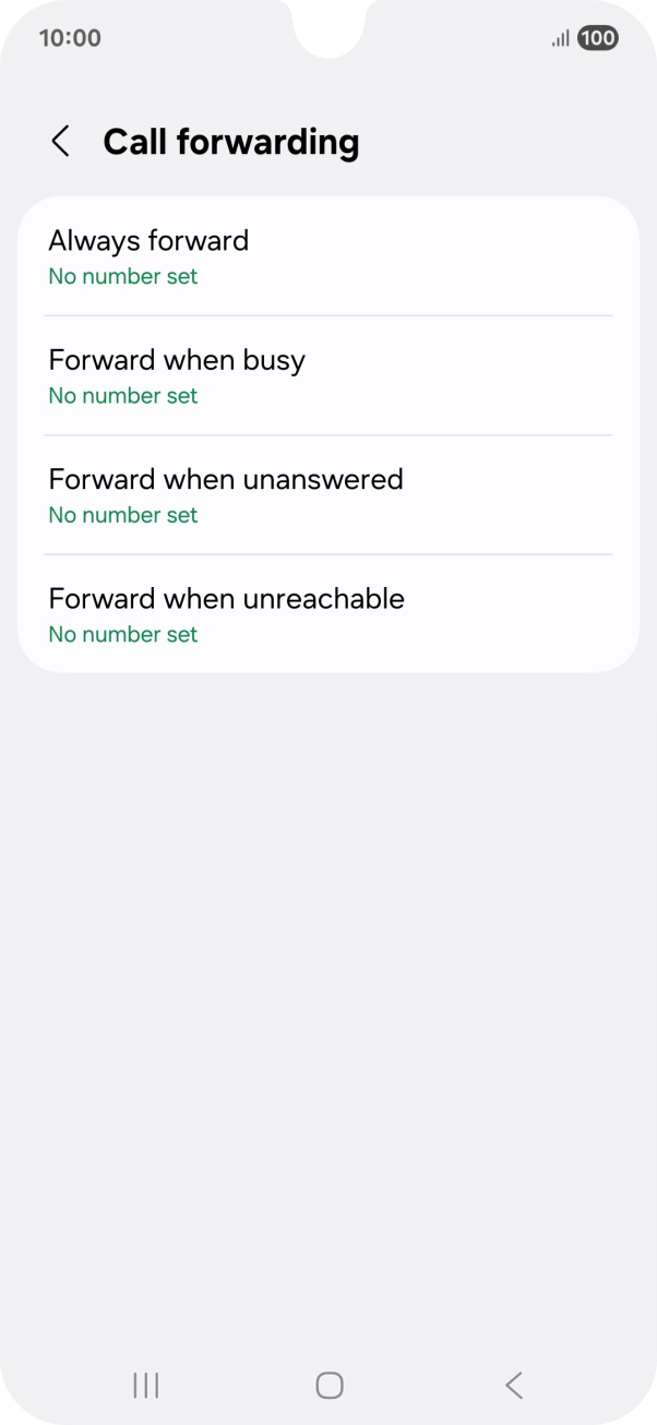 Press the required divert type.