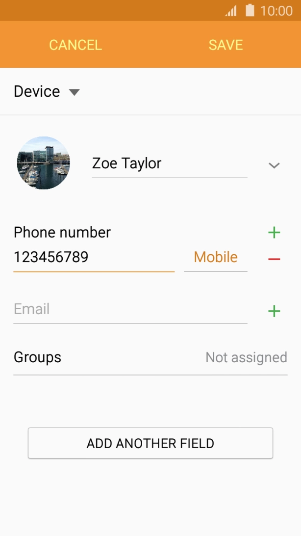 Press the field next to the phone number. Press the field next to the phone number.