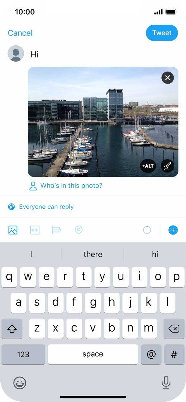 Write the required text and press Tweet. Write the required text and press Tweet.