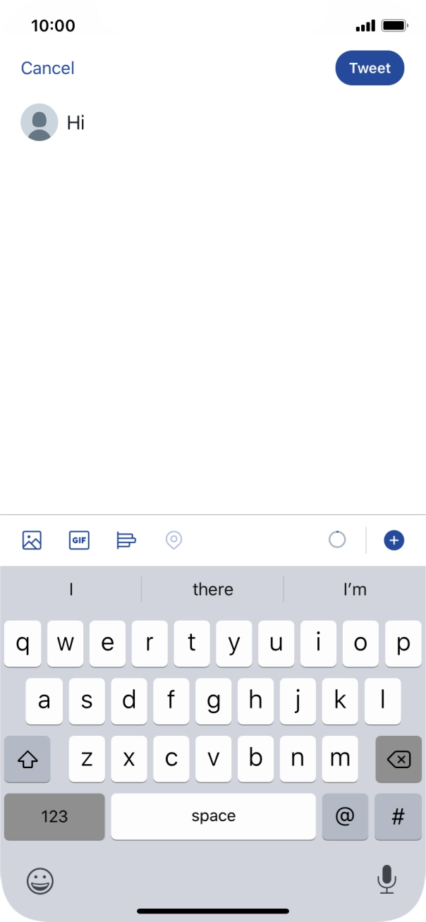 Write the required text and press Tweet. Write the required text and press Tweet.