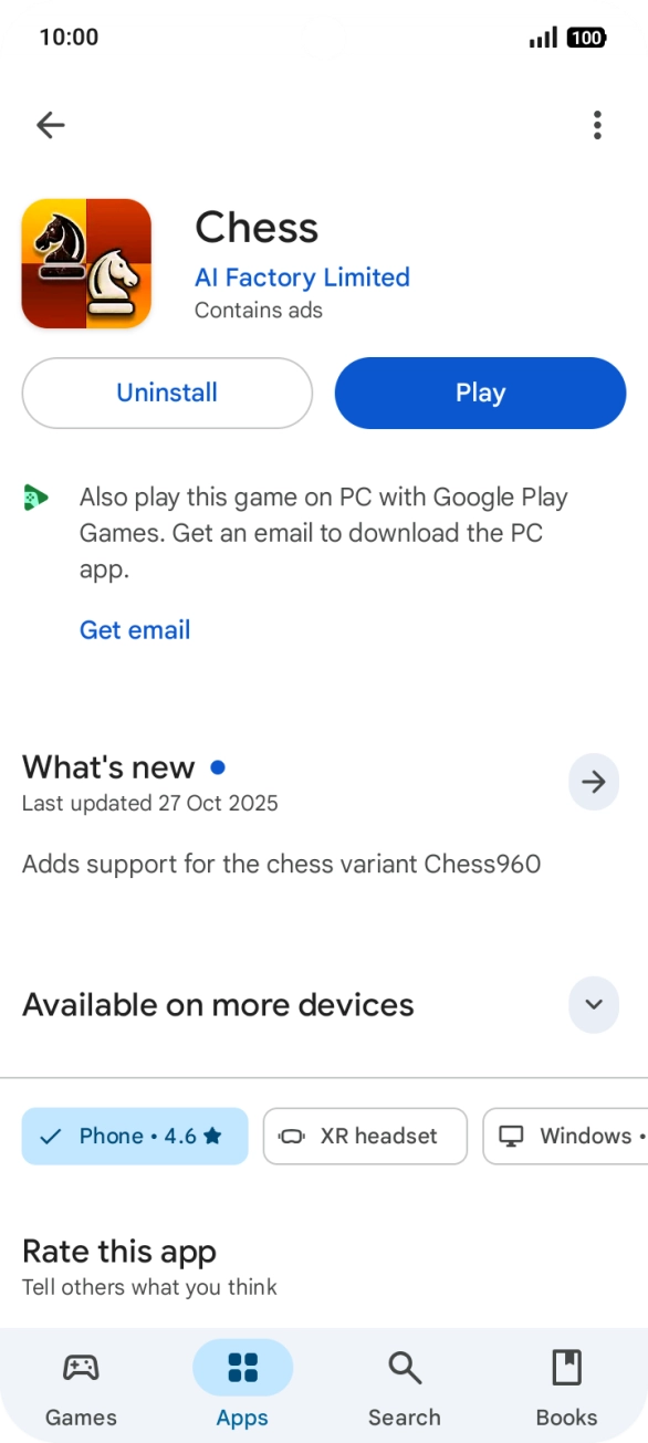 Press Uninstall.