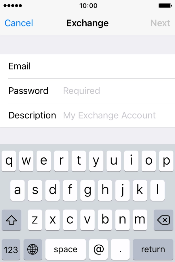 Press Password and key in the password for your email account. Press Password and key in the password for your email account.
