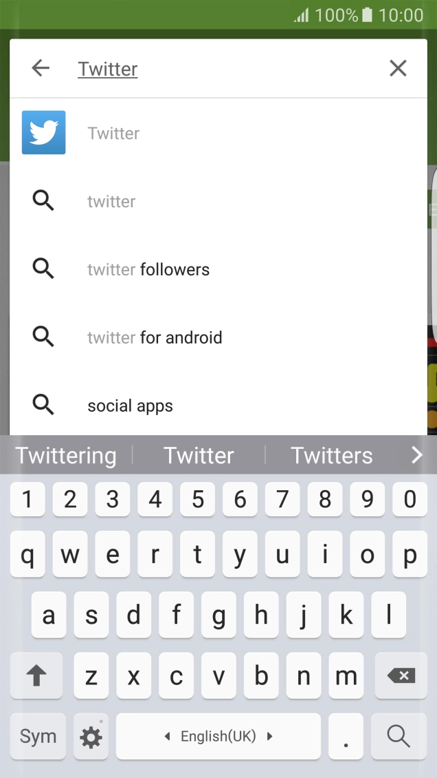 Key in Twitter and press the search icon. Key in Twitter and press the search icon.