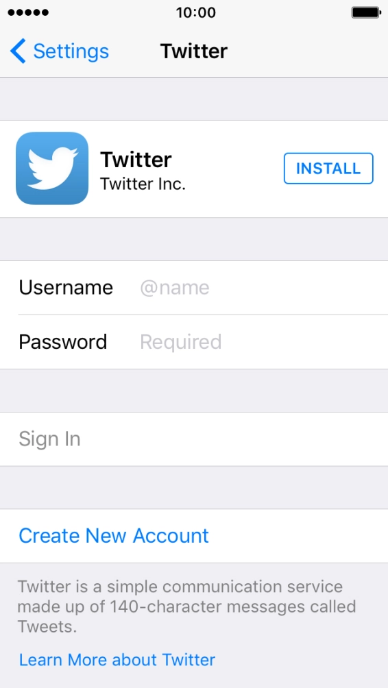 Press INSTALL and wait while Twitter is installed. Press INSTALL and wait while Twitter is installed.