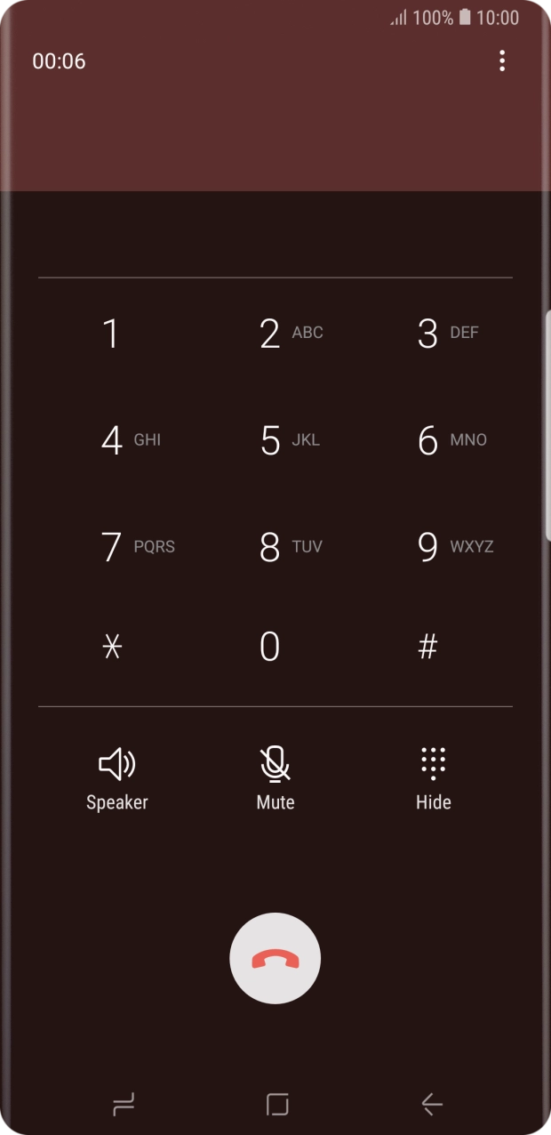 Press the end call icon. Press the end call icon.
