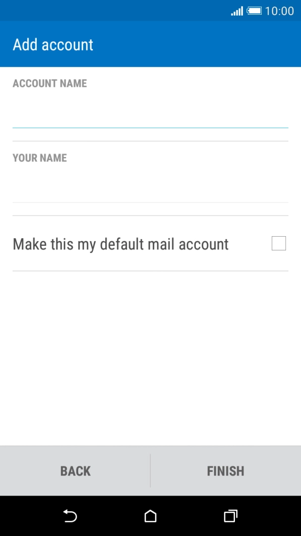 If this screen is displayed, you email account has been recognised and set up automatically. Follow the instructions on the screen to key in more information and finish setting up your phone. If this screen is displayed, you email account has been recognised and set up automatically. Follow the instructions on the screen to key in more information and finish setting up your phone.