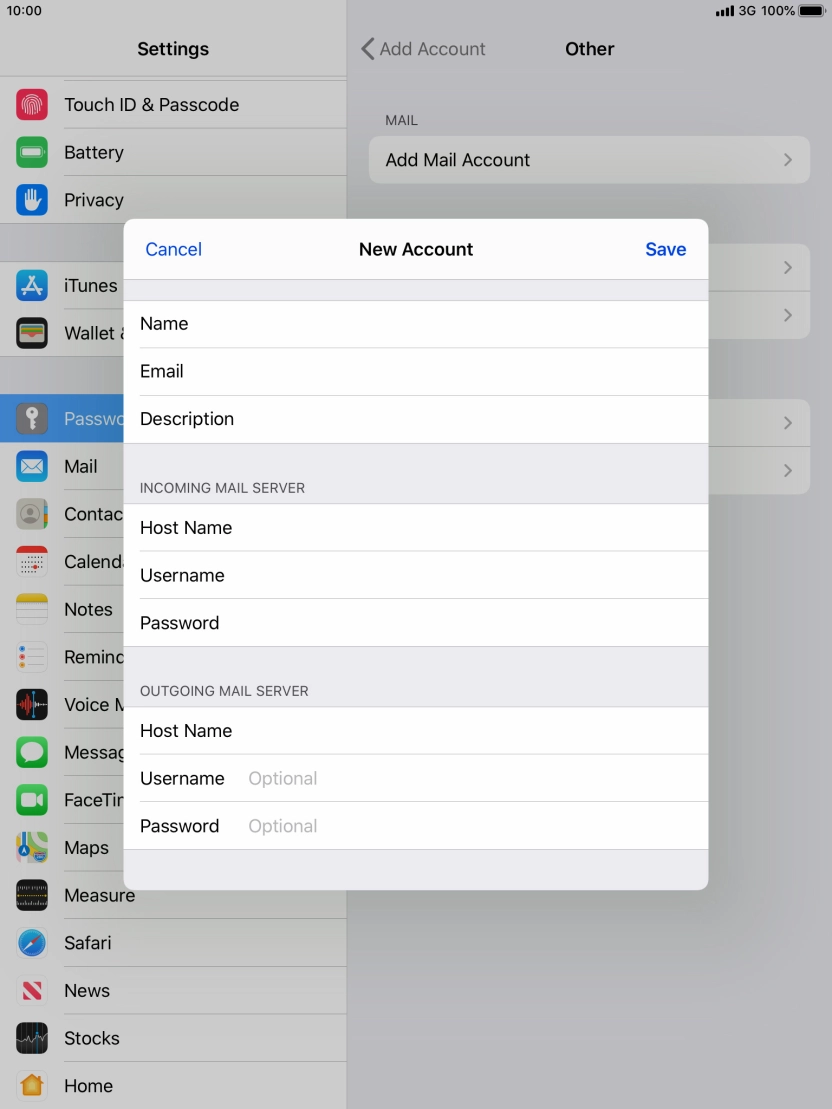 Press Username and key in the username for your email account. Press Username and key in the username for your email account.