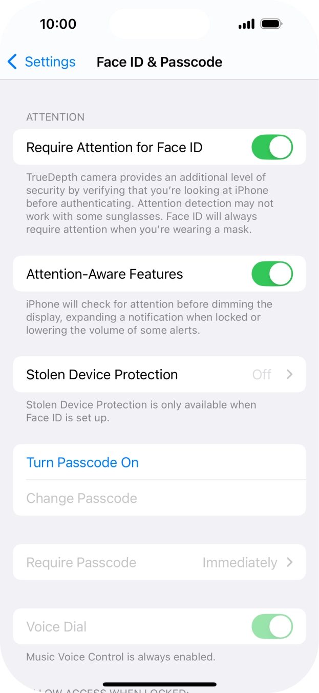 Press Turn Passcode On and key in a phone lock code of your own choice twice.