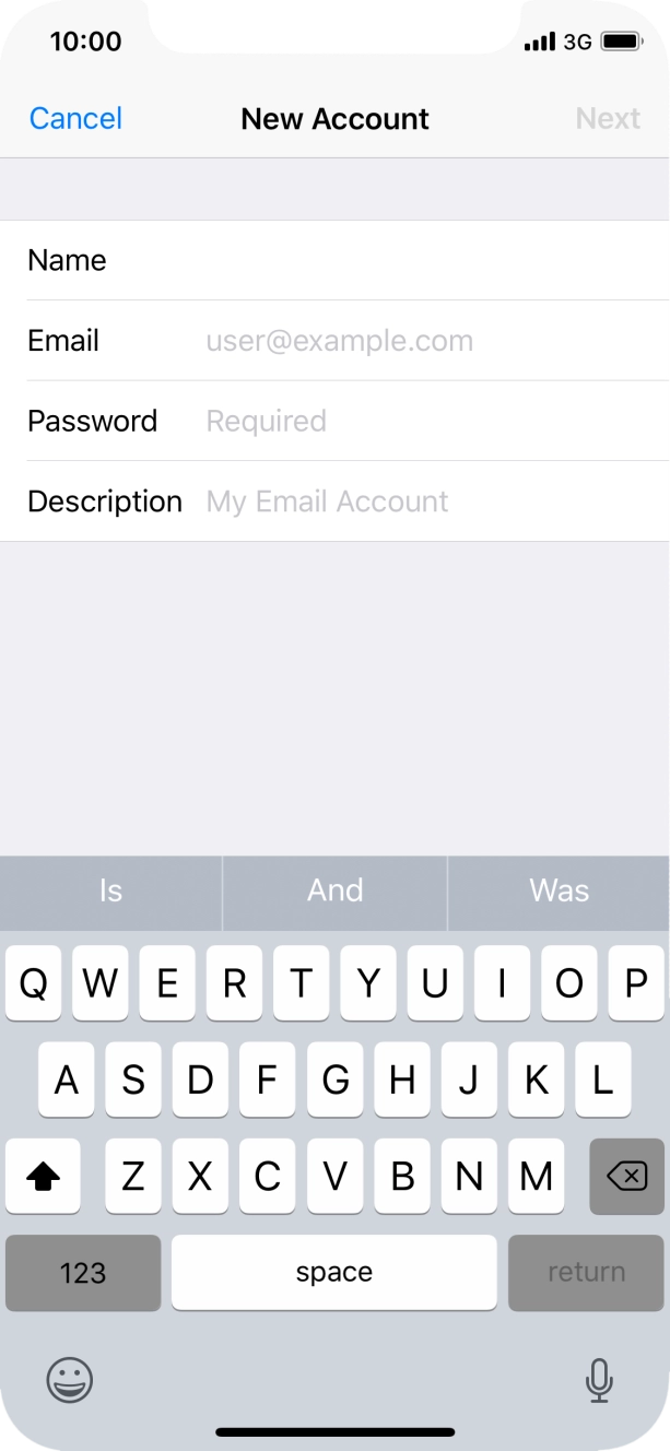 Press Email and key in your email address.