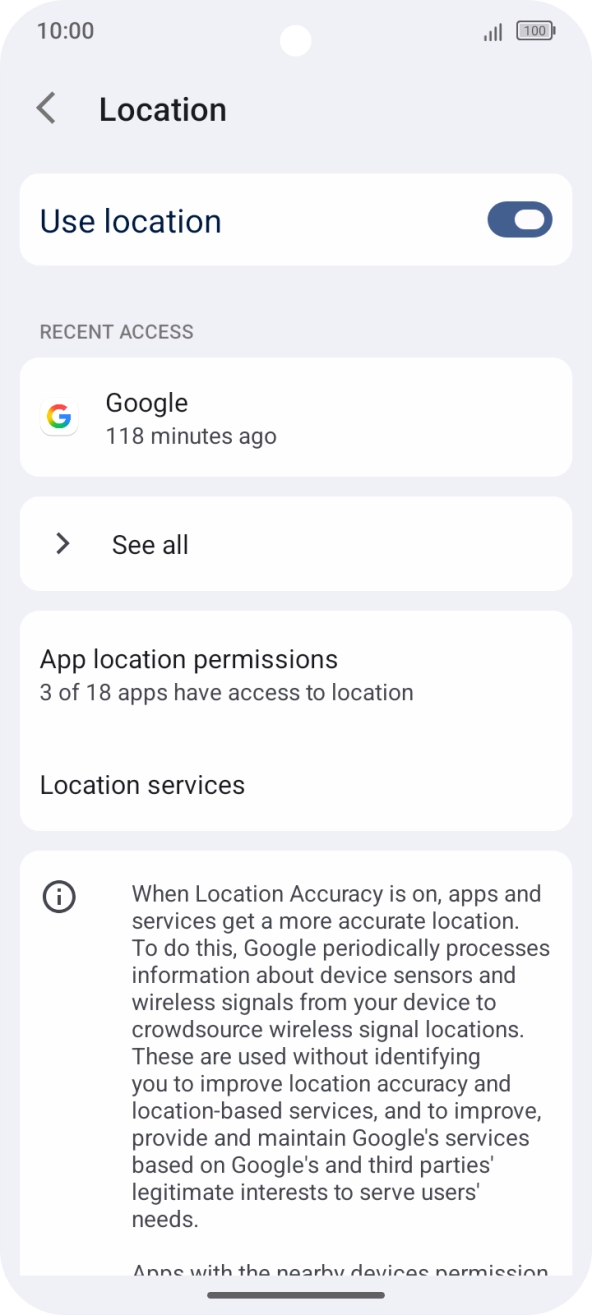 Press App location permissions.