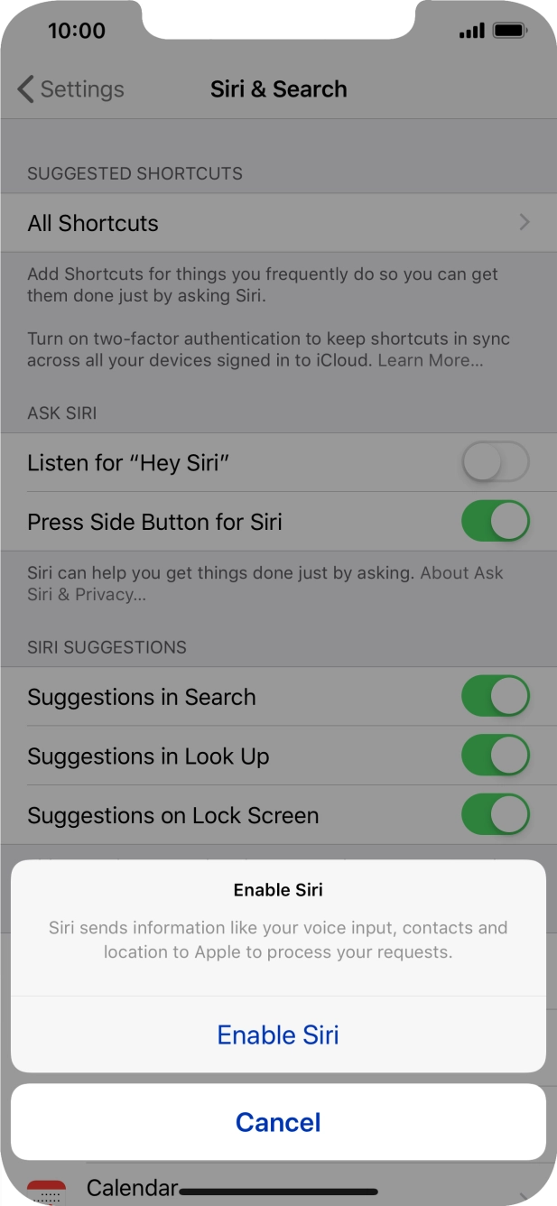 Press Enable Siri. Press Enable Siri.