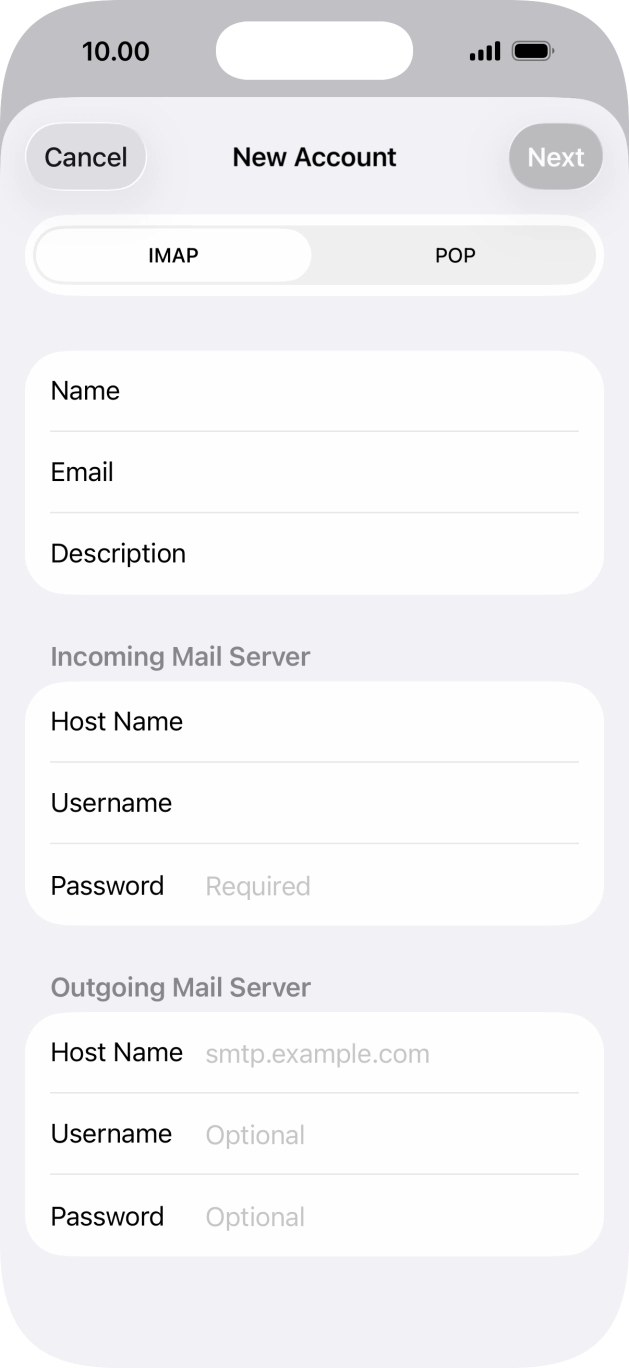 Press Host Name and key in smtp.telstra.com. Press Host Name and key in smtp.telstra.com.