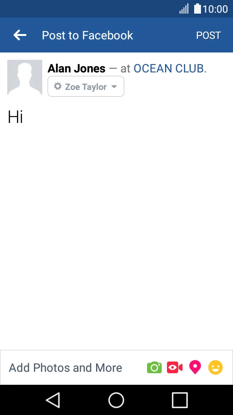 Write the required text and press POST.