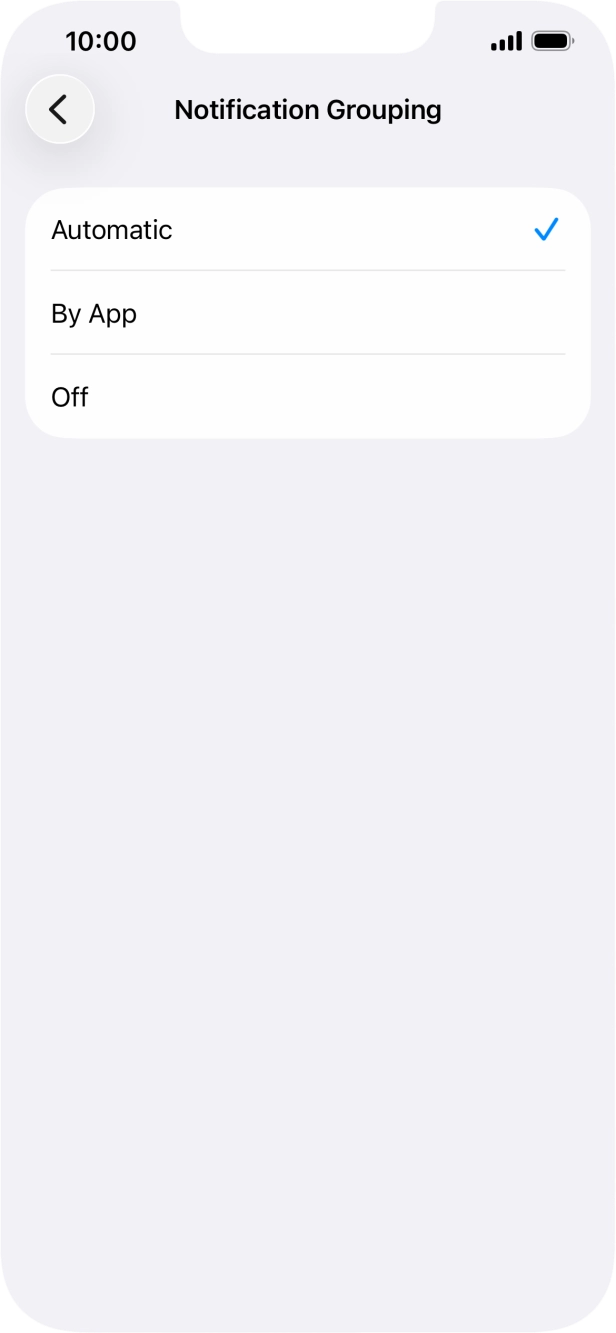 Press the required setting. Press the required setting.