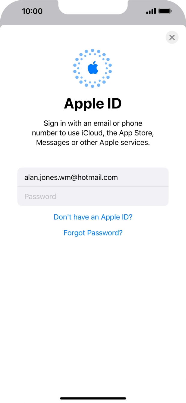 Press Password and key in the password for your Apple ID.