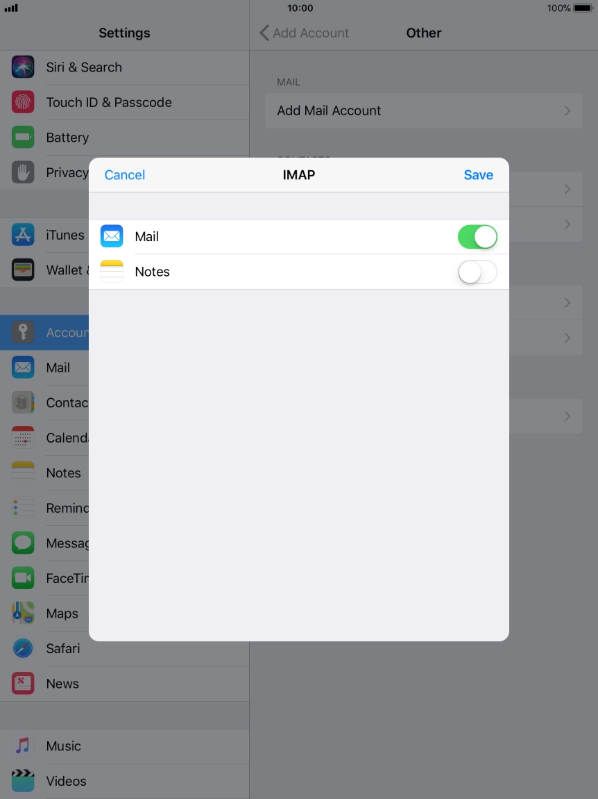 Press Save. Your email account has now been set up. To select more settings for incoming and outgoing server, proceed with the following steps. Press Save. Your email account has now been set up. To select more settings for incoming and outgoing server, proceed with the following steps.