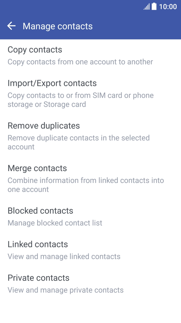 Press Import/Export contacts. Press Import/Export contacts.