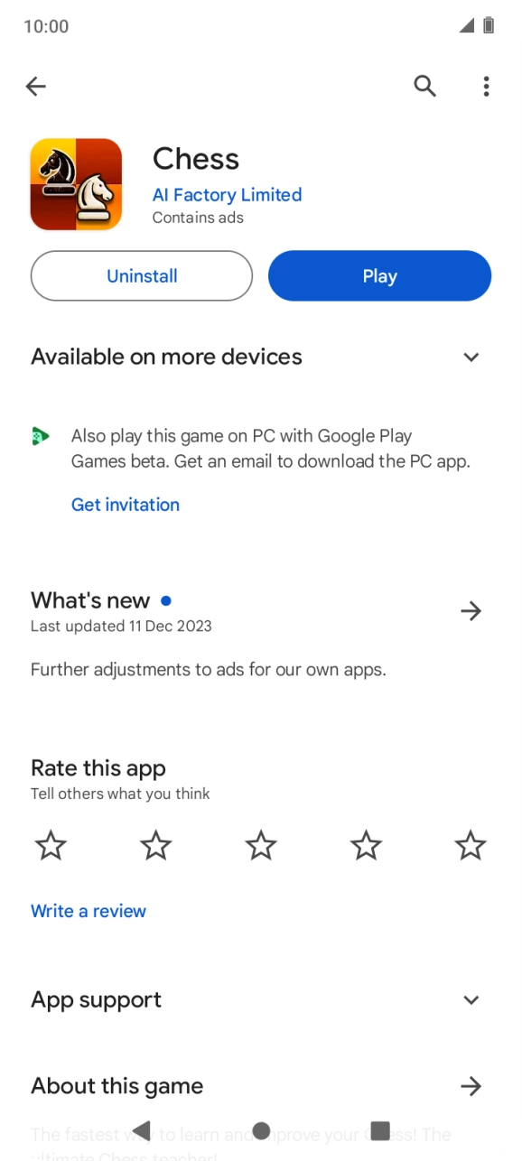 Press Uninstall.