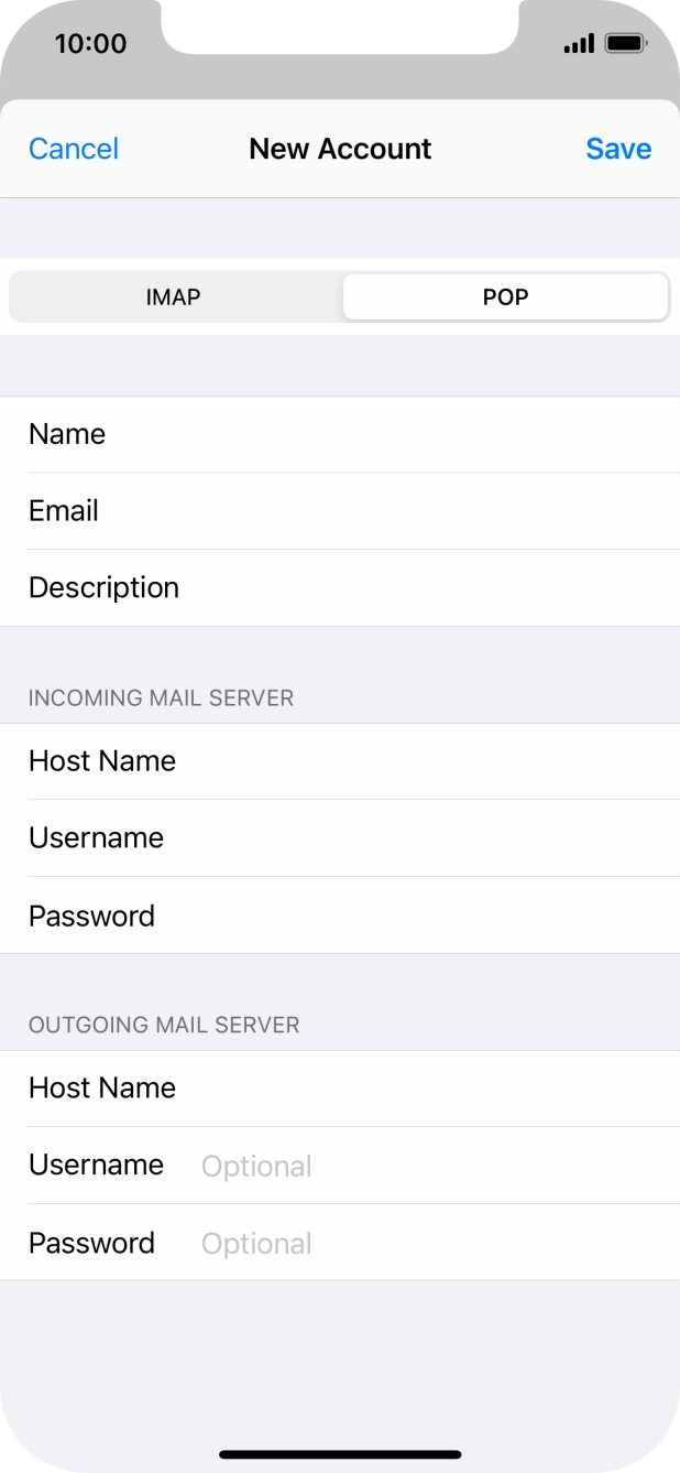 Press Username and key in the username for your email account.