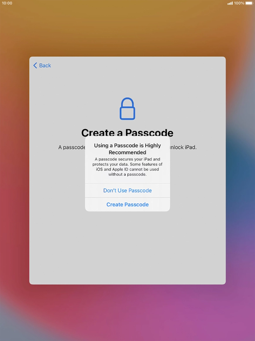 If you turn off the function, press Don't Use Passcode. If you turn off the function, press Don't Use Passcode.