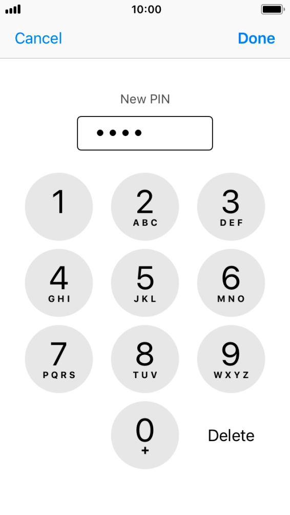 Key in a new four-digit PIN and press Done. Key in a new four-digit PIN and press Done.