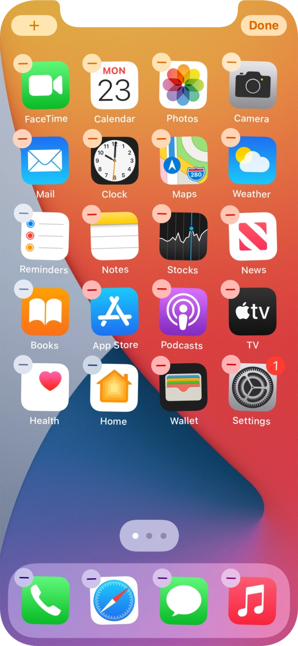 Press the home screen icon. Press the home screen icon.