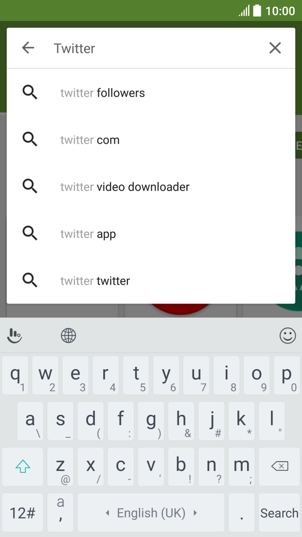 Key in Twitter and press Search. Key in Twitter and press Search.