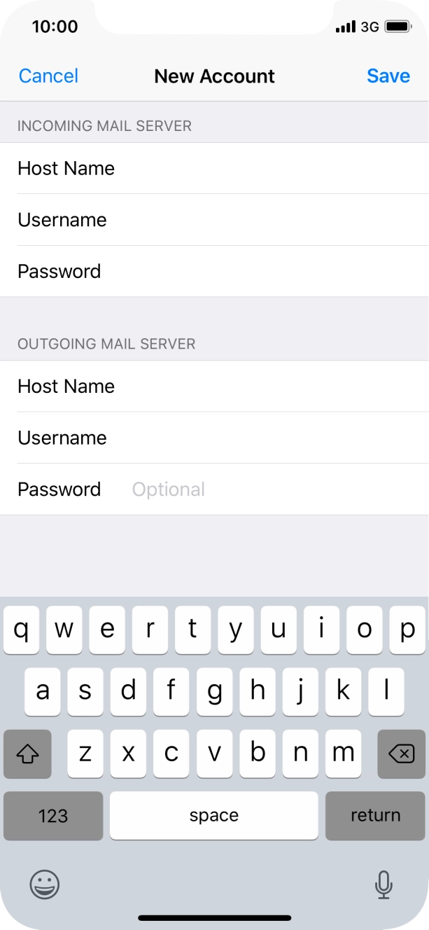 Press Password and key in the password for your email account.