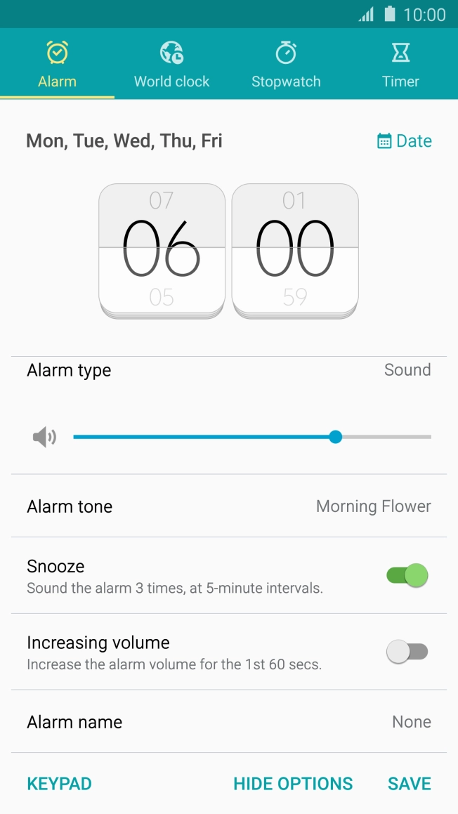 Press Alarm name.