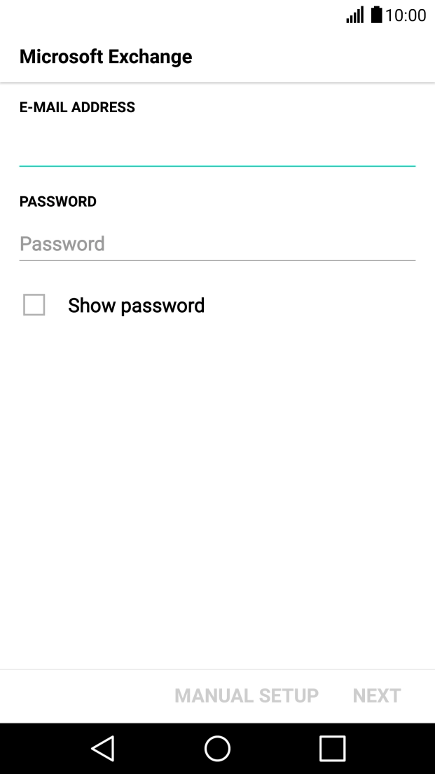 Press PASSWORD and key in the password for your email account. Press PASSWORD and key in the password for your email account.