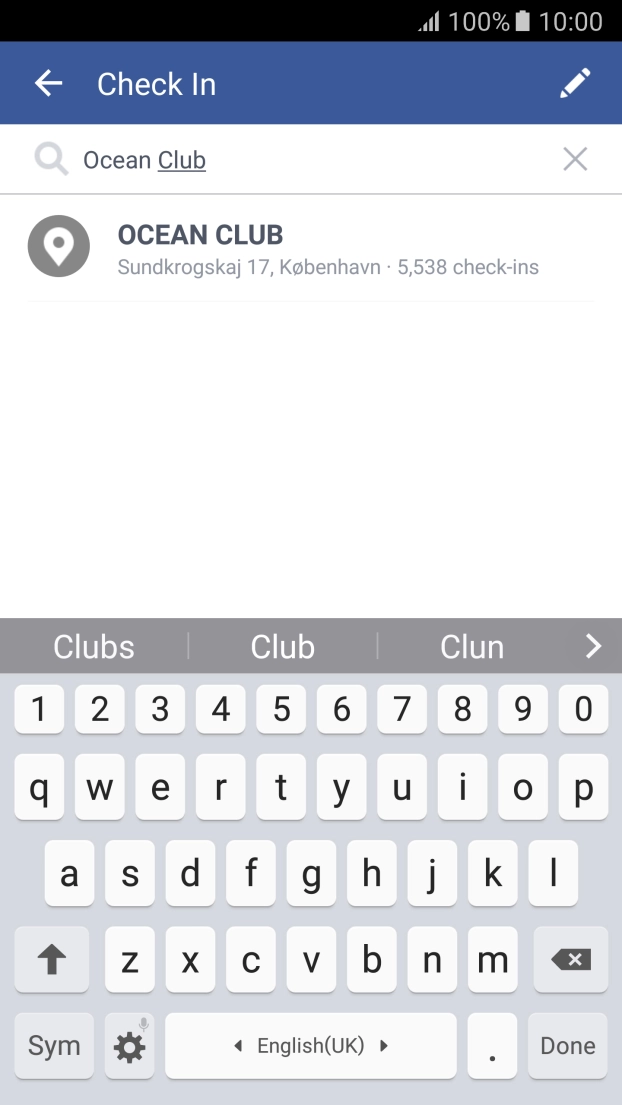 Press the required location.