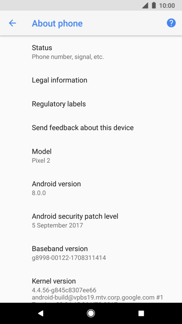 Your phone's software version is displayed below Android version. Your phone's software version is displayed below Android version.