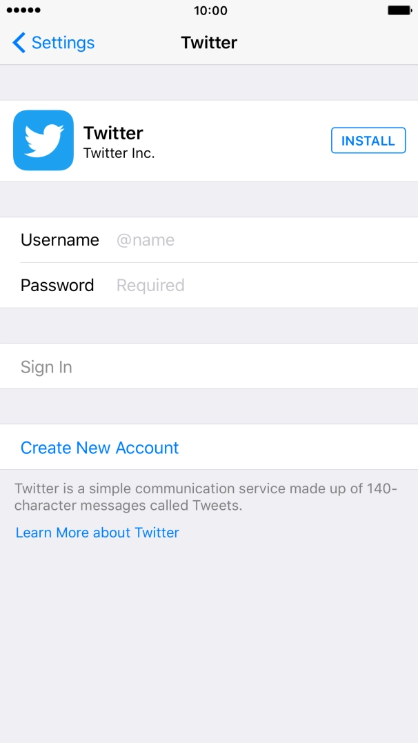 Press INSTALL and wait while Twitter is installed. Press INSTALL and wait while Twitter is installed.