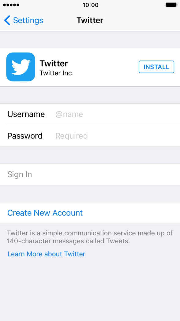 Press INSTALL and wait while Twitter is installed.