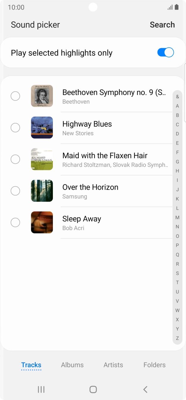 Press the different ring tones to hear them.
