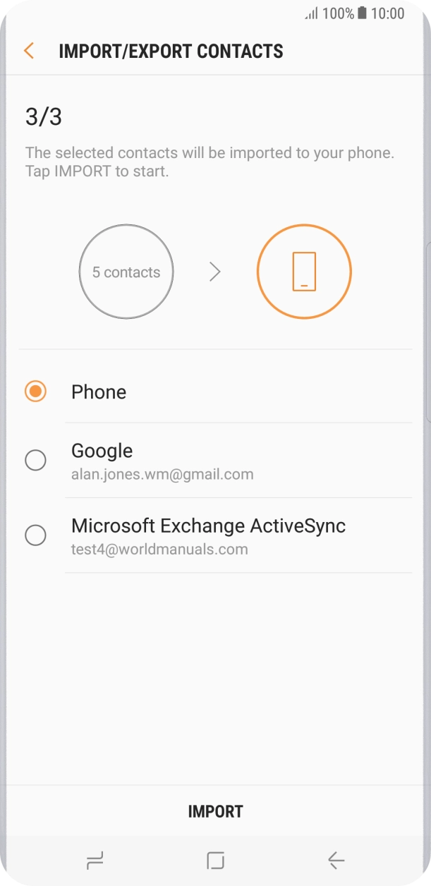 Press IMPORT. Press IMPORT.
