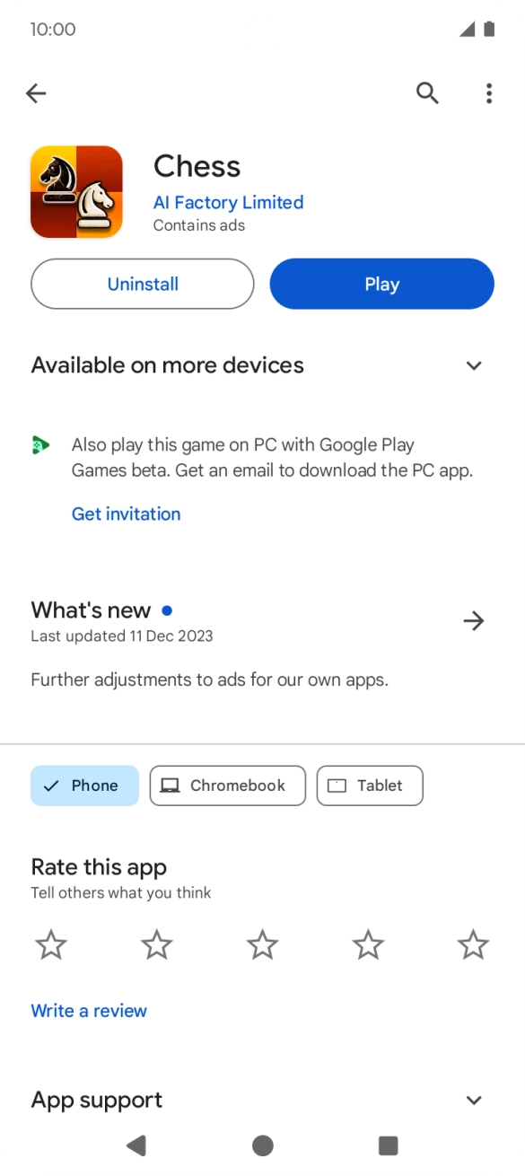 Press Uninstall.