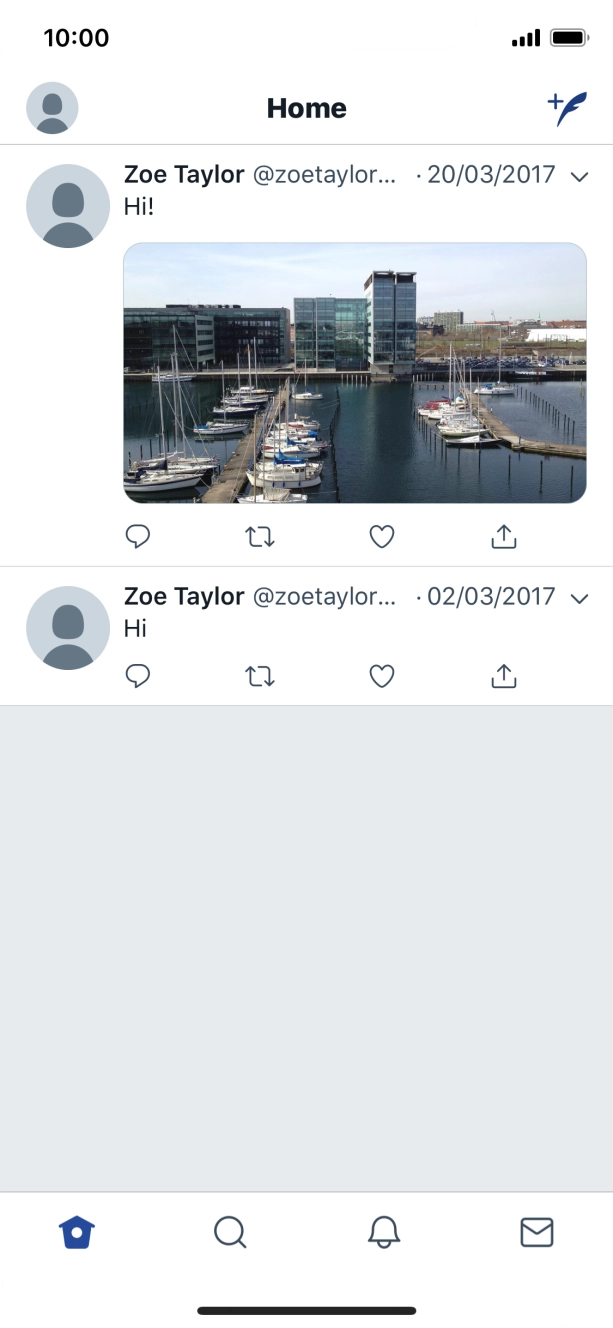 Press the new tweet icon. Press the new tweet icon.