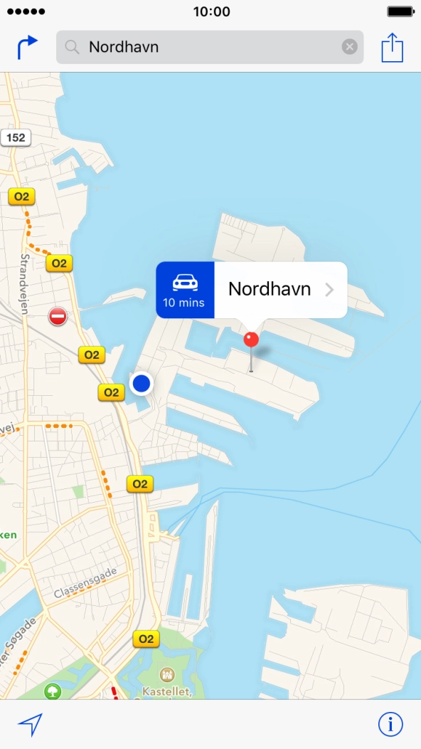 Press the navigation icon next to the required destination. Press the navigation icon next to the required destination.