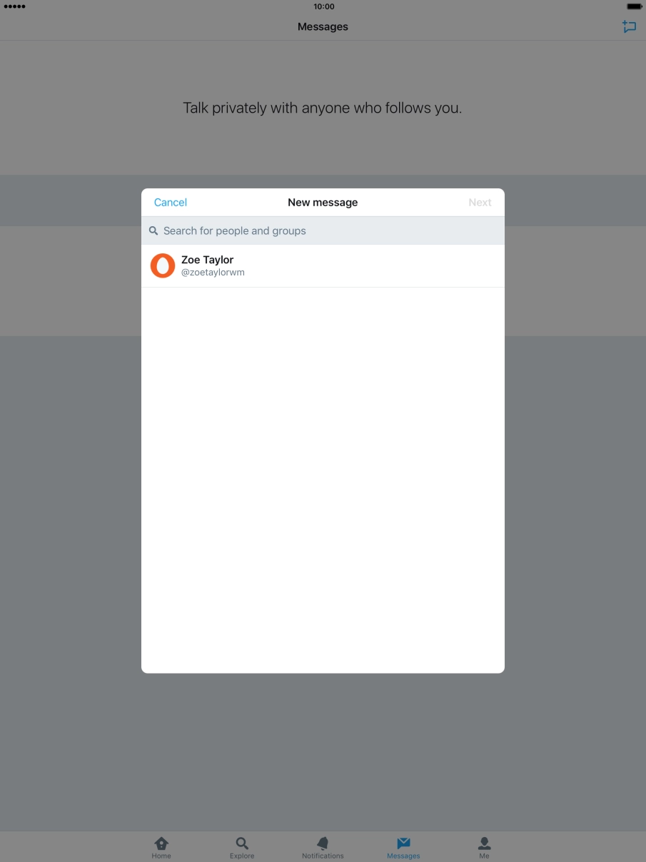 Press the search field and key in the first letters of the recipient's name. Press the search field and key in the first letters of the recipient's name.