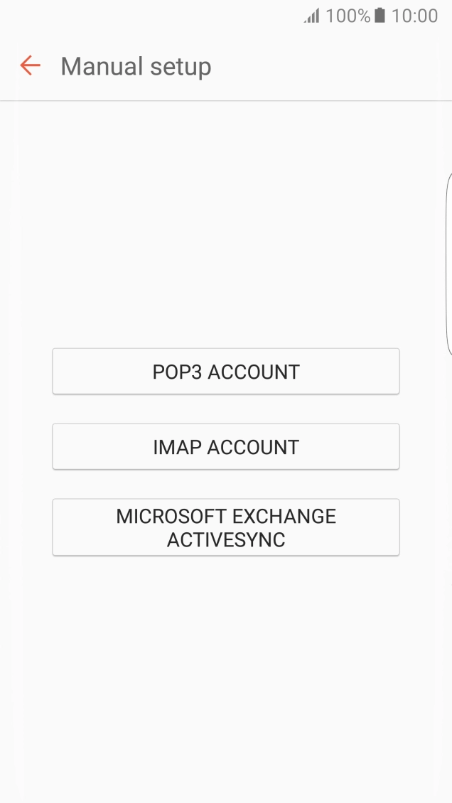 Press IMAP ACCOUNT. Press IMAP ACCOUNT.