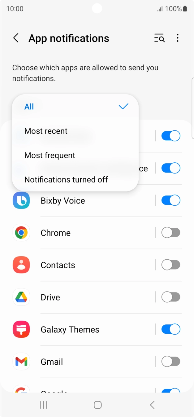 Press the required setting. Press the required setting.