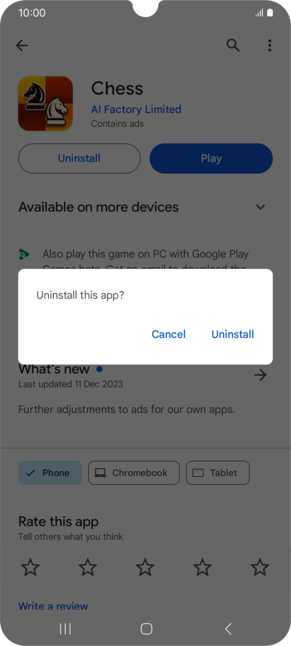 Press Uninstall.