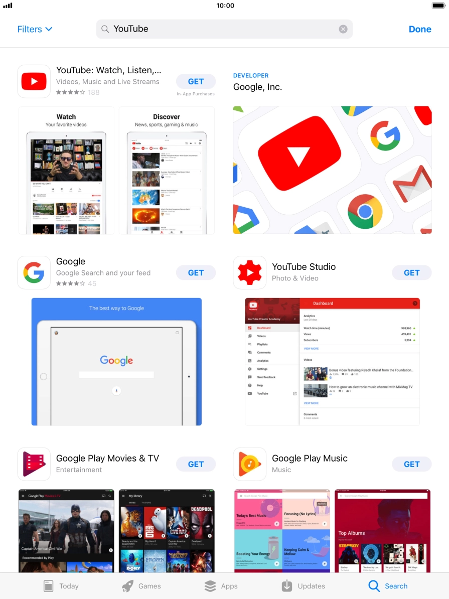 Press YouTube. Press YouTube.
