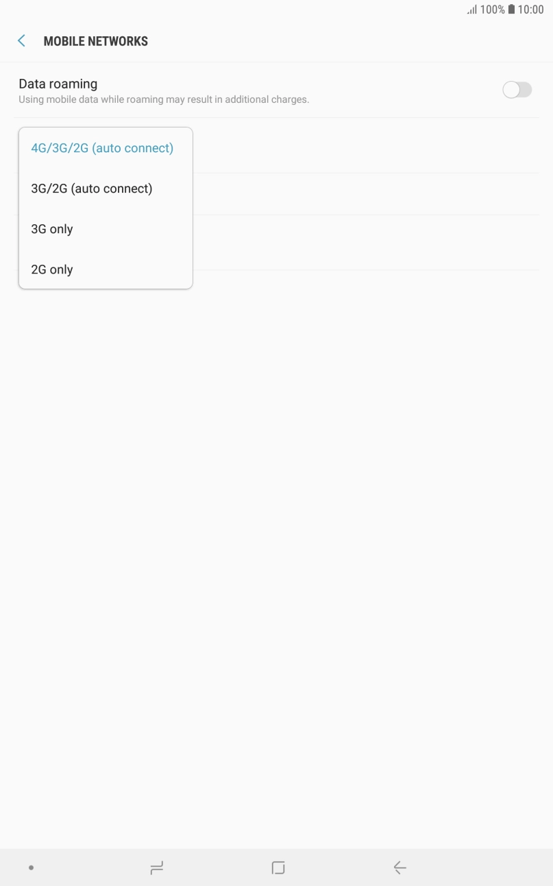 Press the required network mode. Press the required network mode.