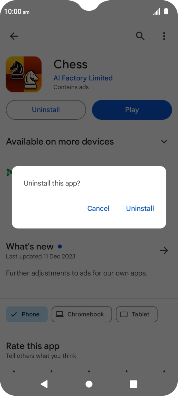 Press Uninstall.