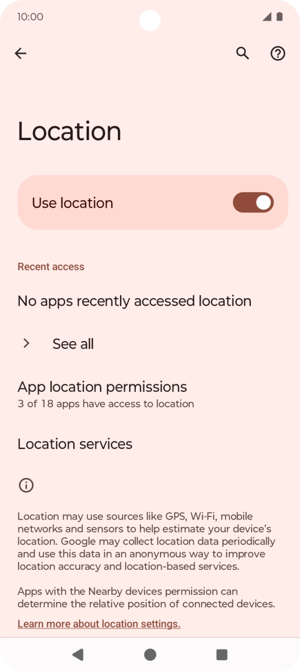 Press App location permissions. Press App location permissions.
